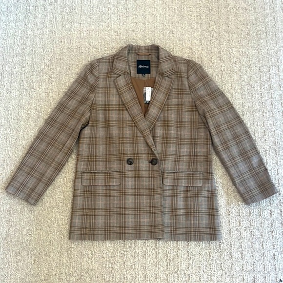 Madewell Caldwell Double-Breasted Oversized Blazer Plaid - Size Medium - Picture 6 of 11